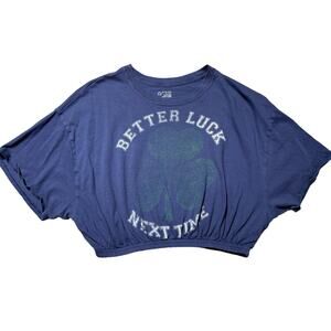 Offline by Aerie Womens S Navy Blue "Better Luck Next Time" Cropped T-Shirt